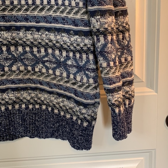 VTG L.L. Bean Cotton Blue Argyle Knit Fisherman Pullover Sweater Womens Medium - Picture 8 of 14